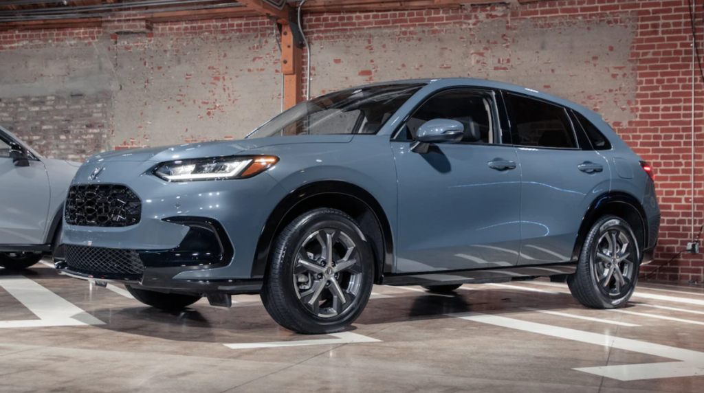 2023 Honda HR-V Press Reveal at MG Studio Small SUV Crossover blue front angle