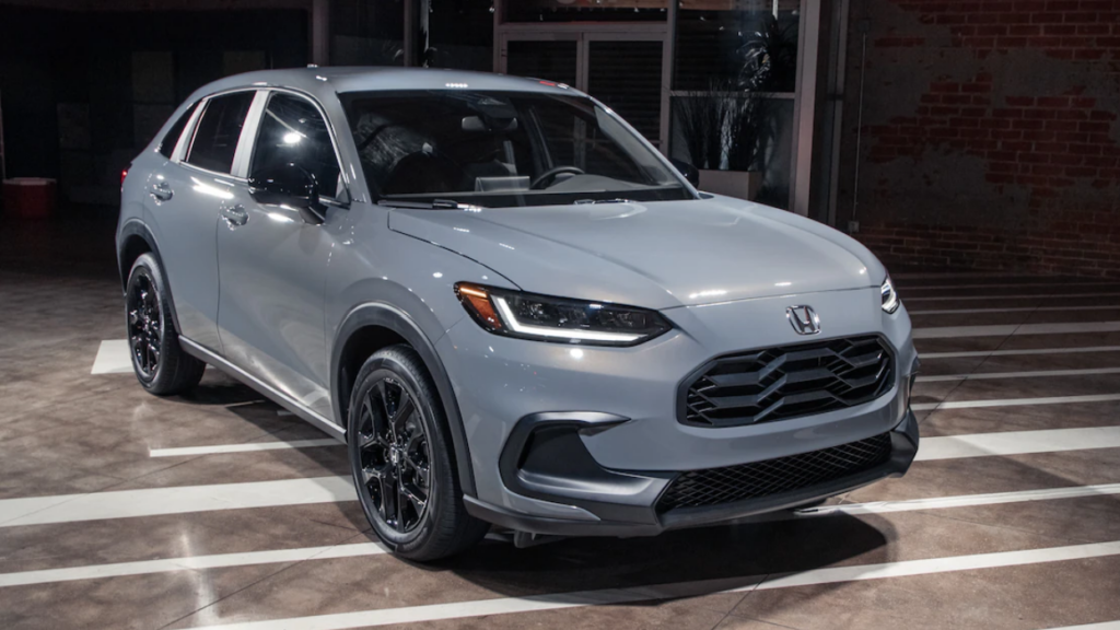 2023 Honda HR-V Press Reveal at MG Studio Small SUV Crossover gray Sport front side top