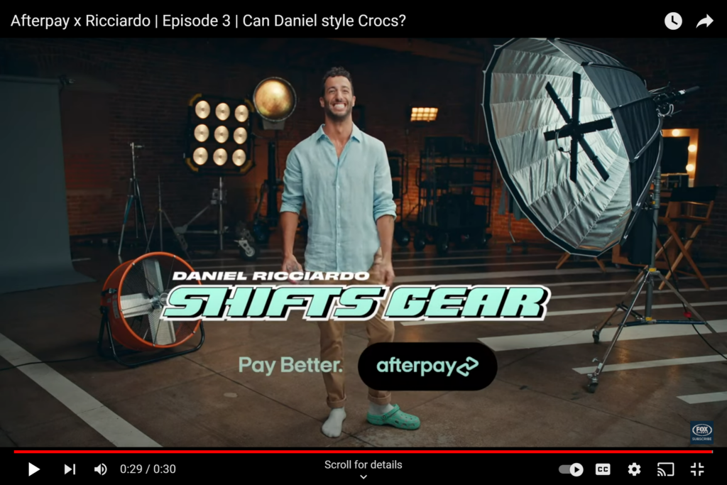 Daniel Ricciardo Afterpay Commercial Crocs MG Studio TV Shoot